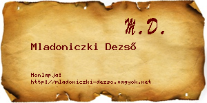 Mladoniczki Dezső névjegykártya