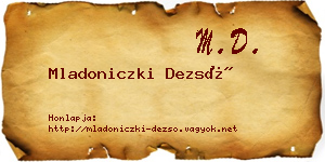 Mladoniczki Dezső névjegykártya